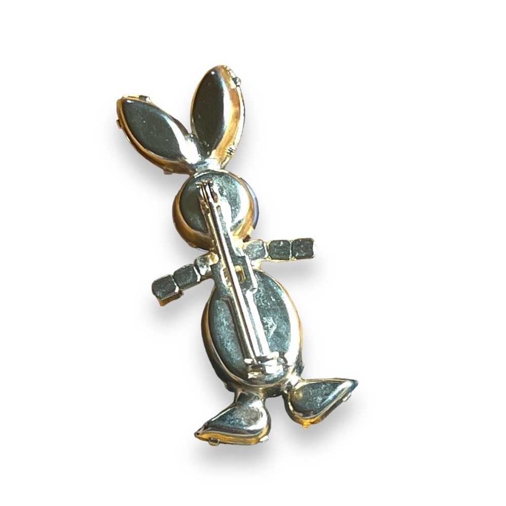 Vintage Rhinestone Rabbit Bunny Figural Pin Brooch - Picture 7 of 9